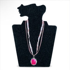 Hand Crafted Pink 925 Agate Pendant Necklace 19”